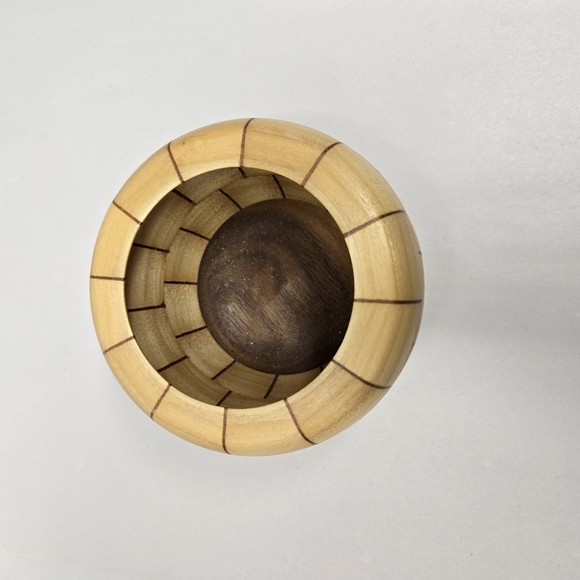 Maple Potpourri Bowl With Pewter Floral Design Lid Decorative Wood Design - Picture 8 of 13